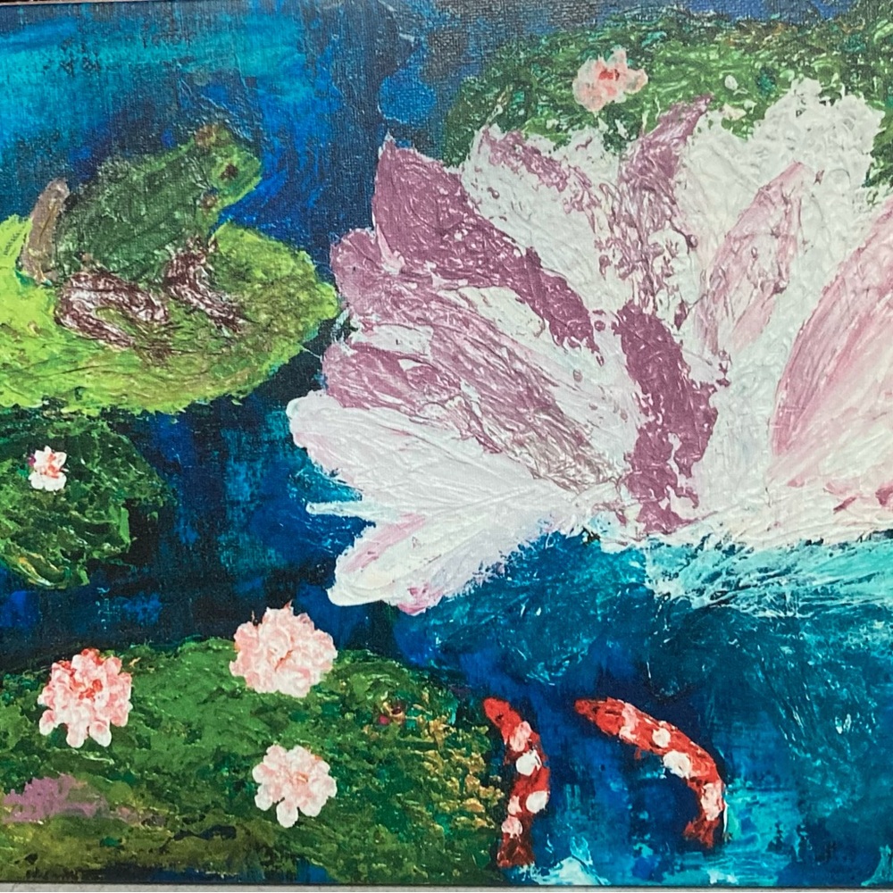 Froggy pond print on canvas